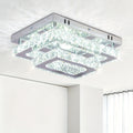 LED crystal ceiling light, modern recessed rectangular ceiling light, K9 stainless steel ceiling lighting fixture, chandelier, suitable for living room, bedroom, dining room (cool white light)