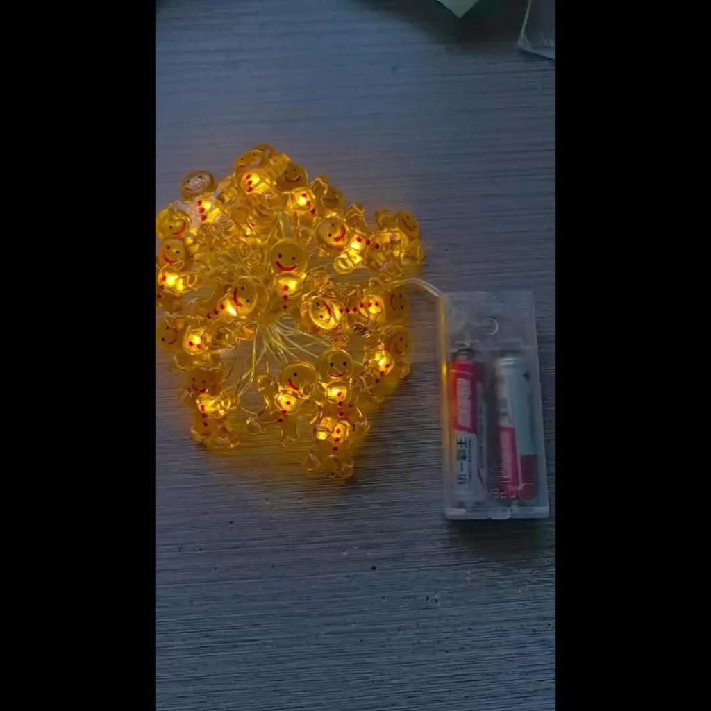 姜饼人铜线灯节日灯串圣诞节室内房间装饰灯