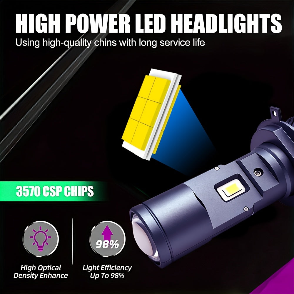 2PCS LED Car Headlights, Compatible - H4/9003/HB2 - 59800LM, 350W High/Low Beam, 6500K Cool White Light, 600% Brightness Increase, Plug-and-Play, Built-in & External Driver, Ultra-High Cooling Fan