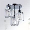 Modern crystal chandelier, 3-light crystal ceiling light, with glass lampshade, glass pendant light, suitable for bedroom, kitchen, hallway, bathroom, chrome lamp head