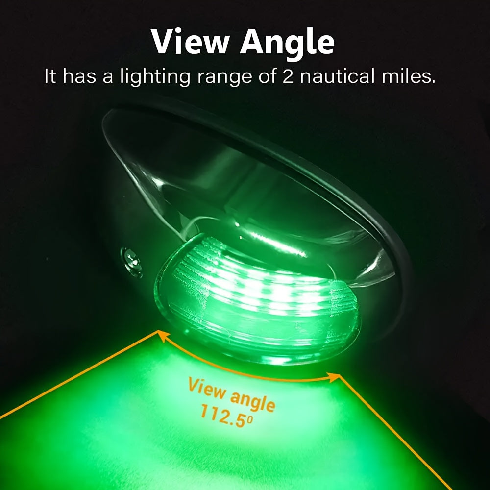 2-Piece Red & Green Navigation Lights, Yacht Lights, Marine Lights, Boat Signal Warning Lighting