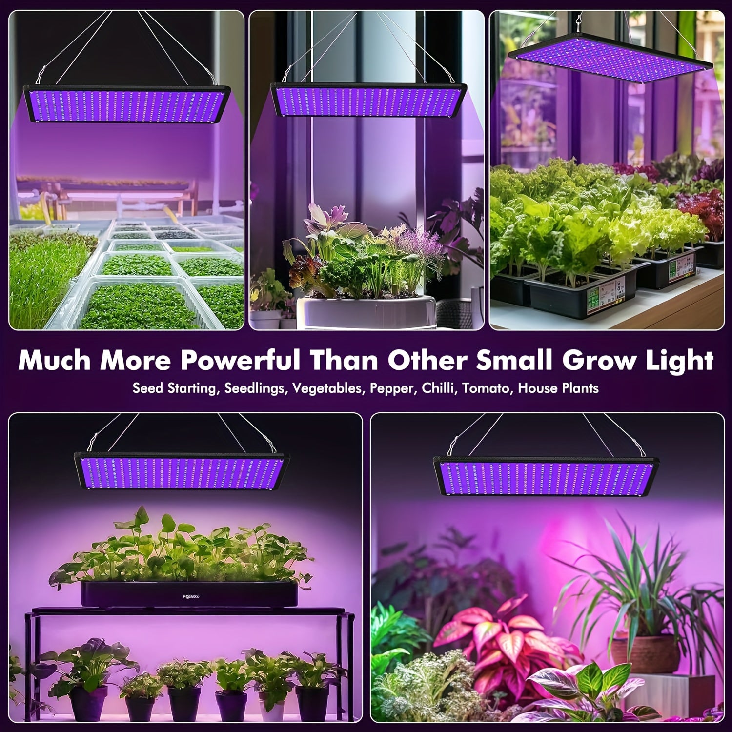 2-Pack 1000W High Efficiency LED Grow Light, 600 LED Full Spectrum Sunlike Plant Lamp with UV & IR, Hanging Grow Light with Accessories, Ideal for Indoor Seedlings, Hydroponics, Vegetables & Flowers, Fits 3x3/2x2 Grow Tent