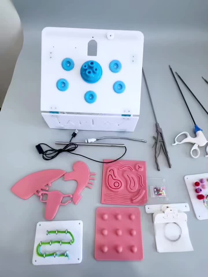 [21款-方形训练箱]-腹腔镜训练箱，学生学习教育设备，包含4种器械，包含9件训练模块-符合多种场景。