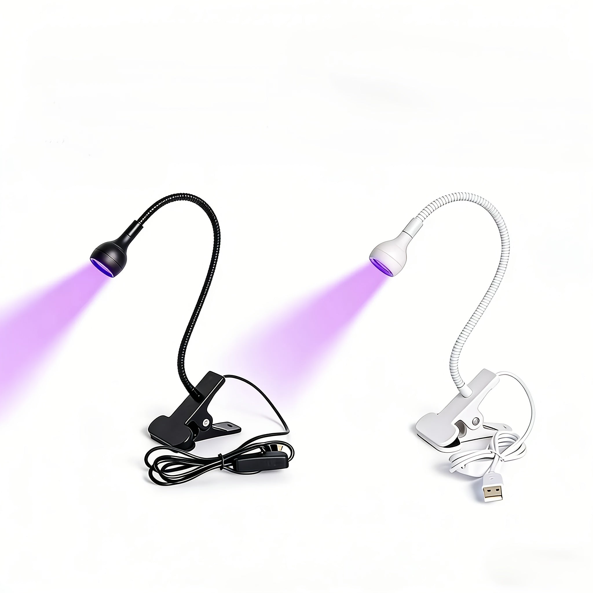 USB mini UV nail curing lamp, clip-on flexible metal tube, portable UV LED nail lamp, quick gel nail drying lamp, nail dryer, bendable positioning, small desk lamp for dorm bedroom, home DIY nail tool