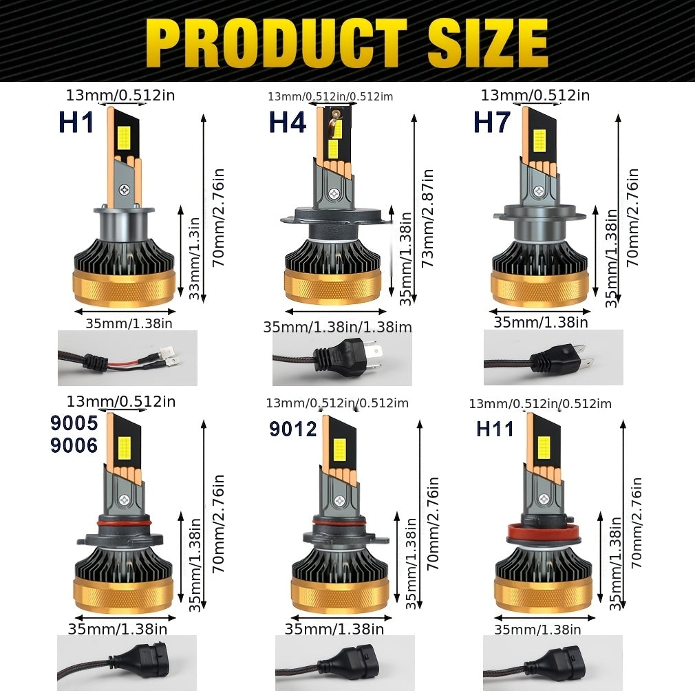 H4 H7 LED Car Headlights Plug-and-Play High Power H11 H8 H9 9005 HB3 Light Bulbs