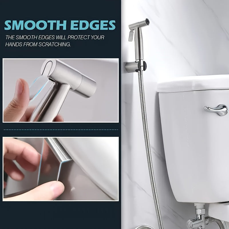 Wall Mount Handheld Bidet Sprayer Set - Includes Sprayer, Holder, Teflon Tape & Flexible Extension Hose. Quick Fit for Toilet, Bathroom & Sink; Ideal for Home Cleaning, Garden Care & Pet Washing