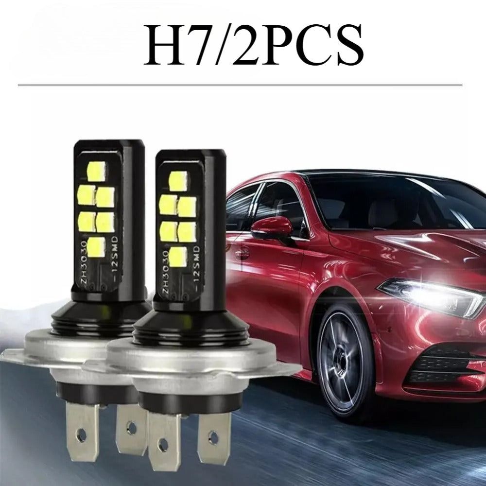 2-Pack H7 LED Headlight Bulb Set Fog Light High/Low Beam Super Bright White Light 6000K Car Fog Light
