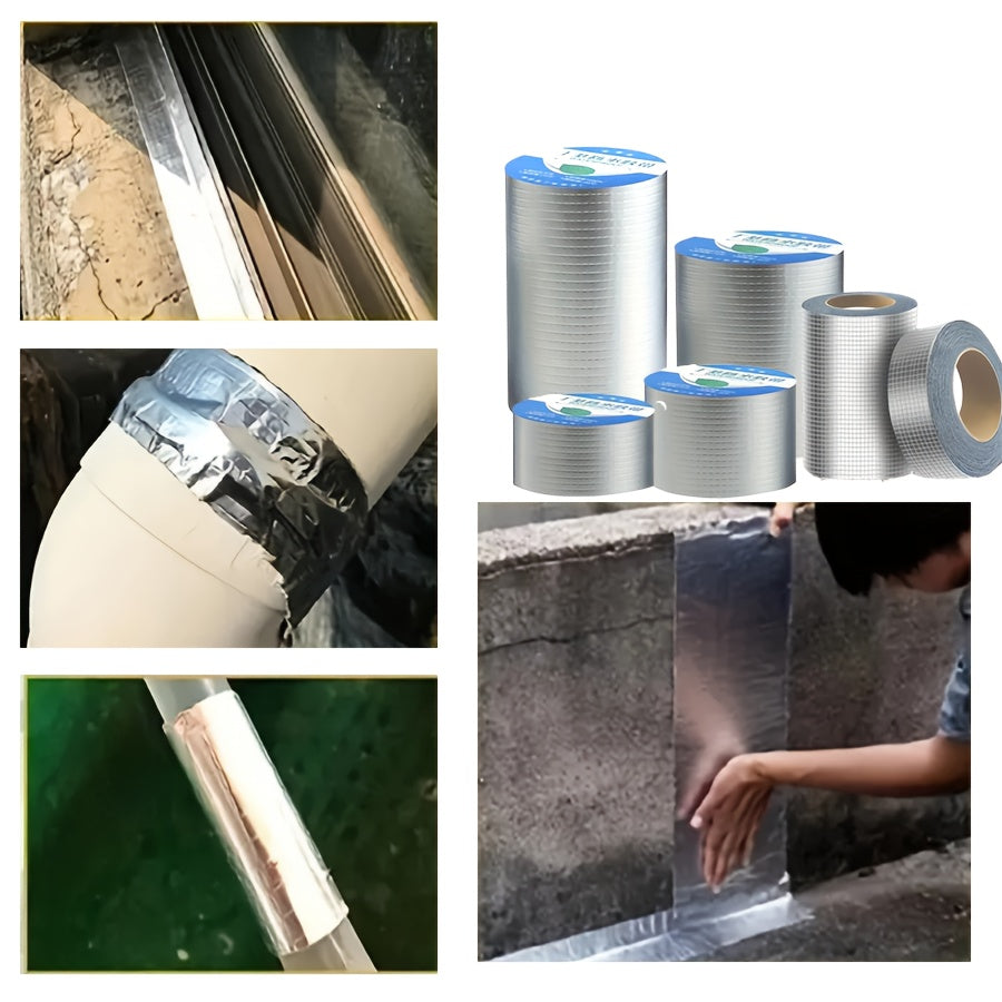 超强丁基胶带，管道壁面强力防漏铝箔丁基胶带，适用于瓷砖表面的防漏密封条，耐高温屋顶与管道修复胶带，多种规格可选