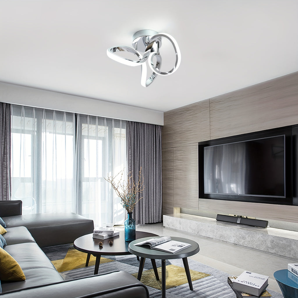 Gainid hallway light, acrylic modern LED ceiling light, cool white 6000K, flush mount ceiling light for bedroom, bathroom, kitchen, balcony, hallway, staircase, passage, curved creative design ceiling light