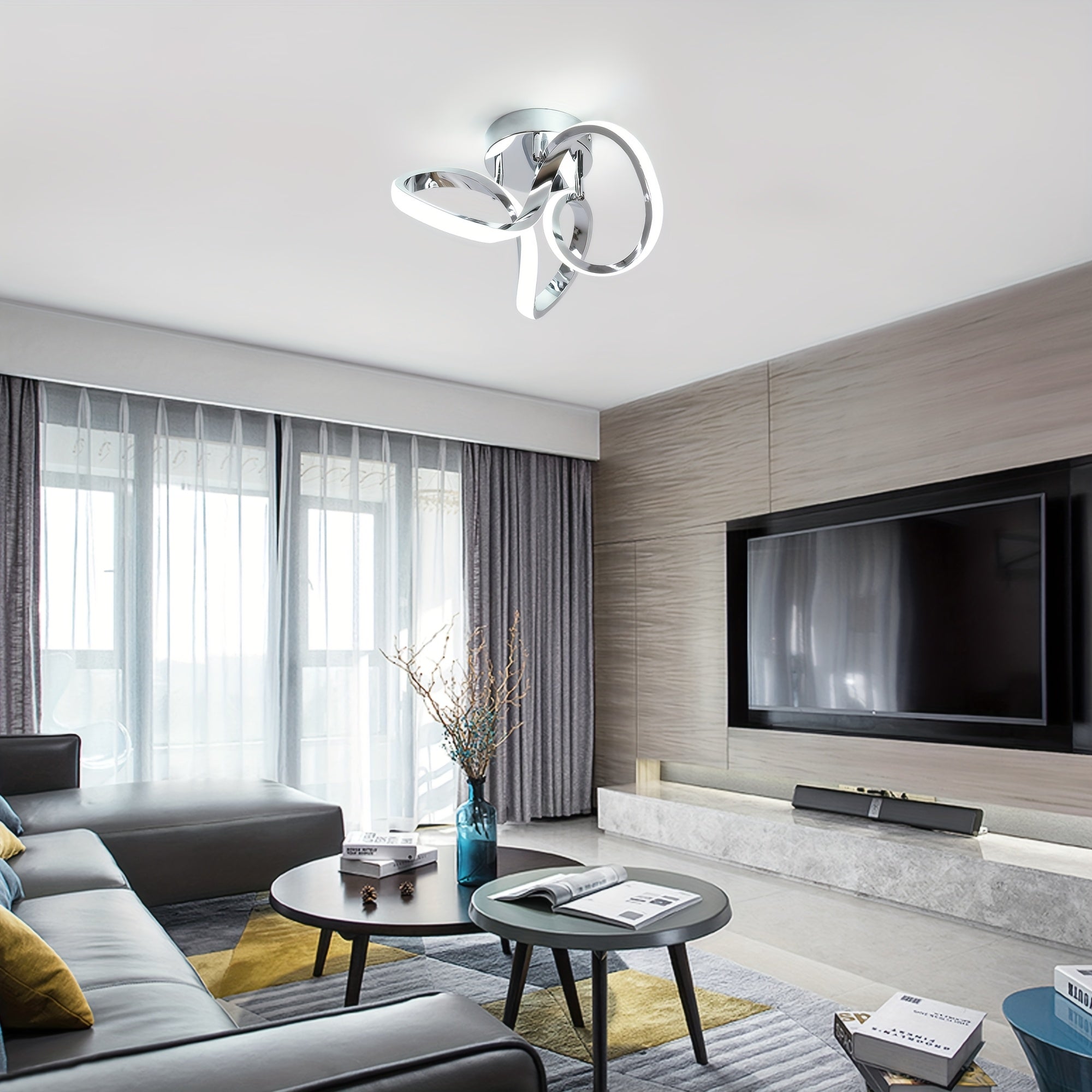 Gainid hallway light, acrylic modern LED ceiling light, cool white 6000K, flush mount ceiling light for bedroom, bathroom, kitchen, balcony, hallway, staircase, passage, curved creative design ceiling light
