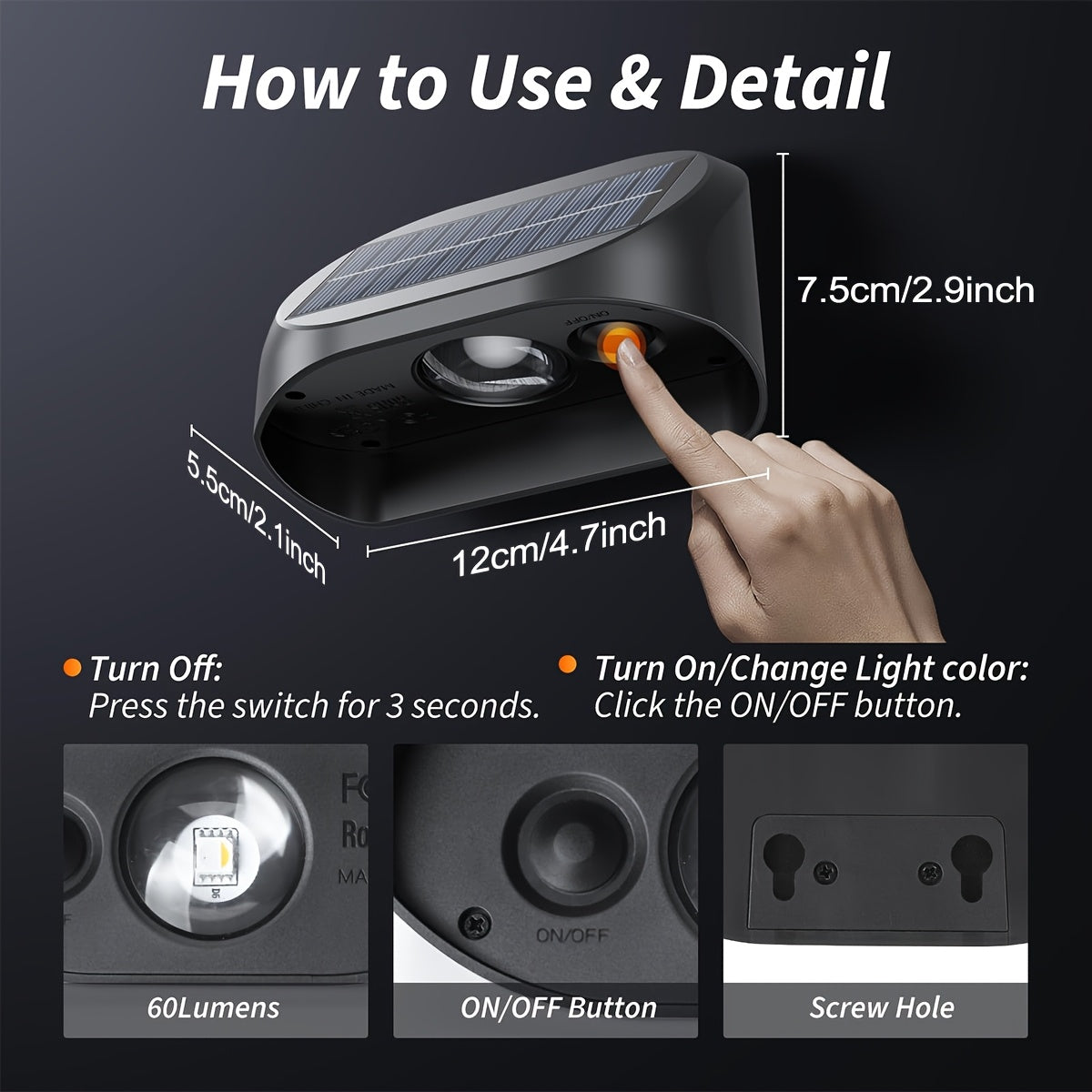 Solar Wall Washer Light, Address Sign Decorative Light, Solar Address Sign Light, Solar Exterior Wall Light, 8 Fixed Colors, Two Gradient Colors