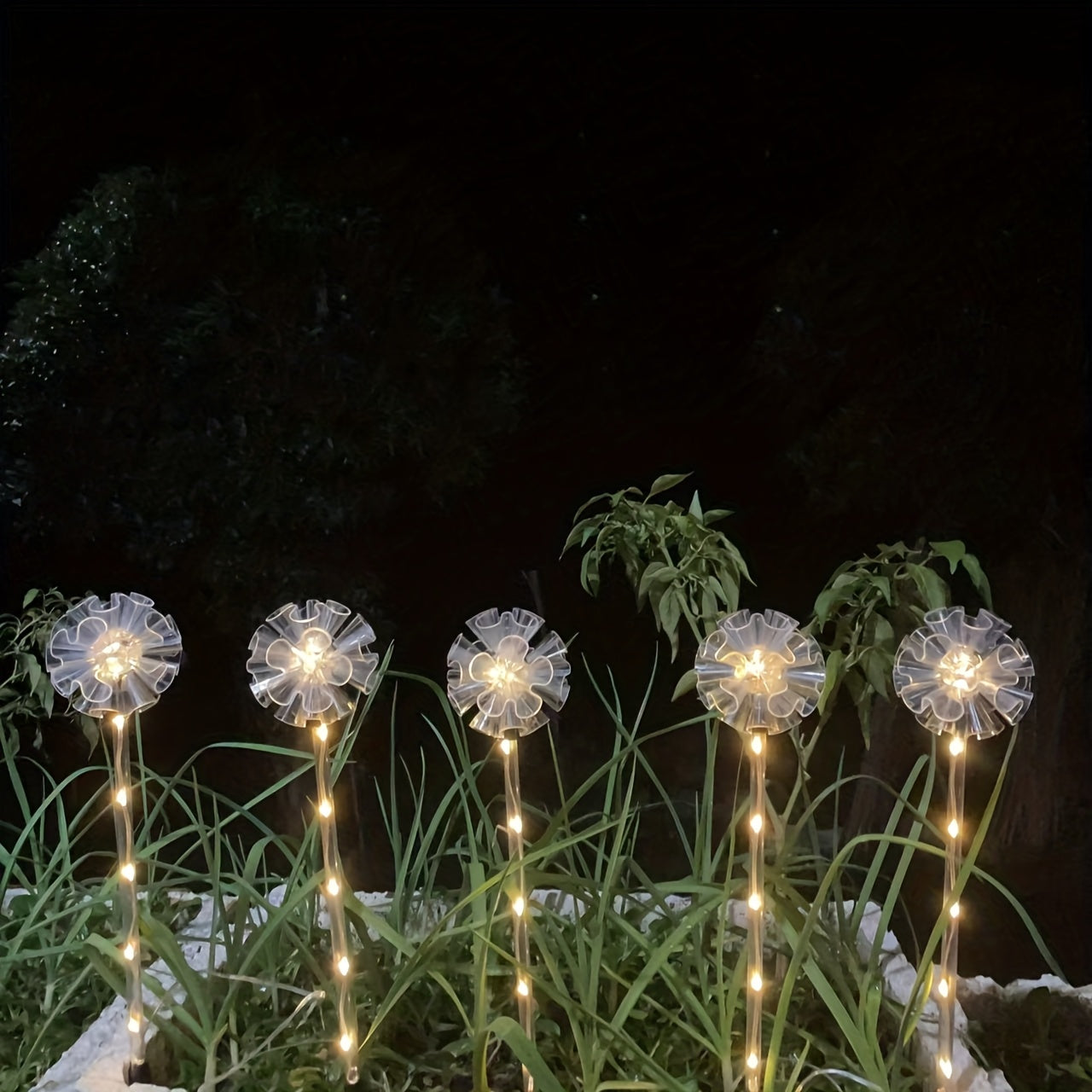 Solar Transparent Tube Five-in-One Hydrangea Ground Stake Light