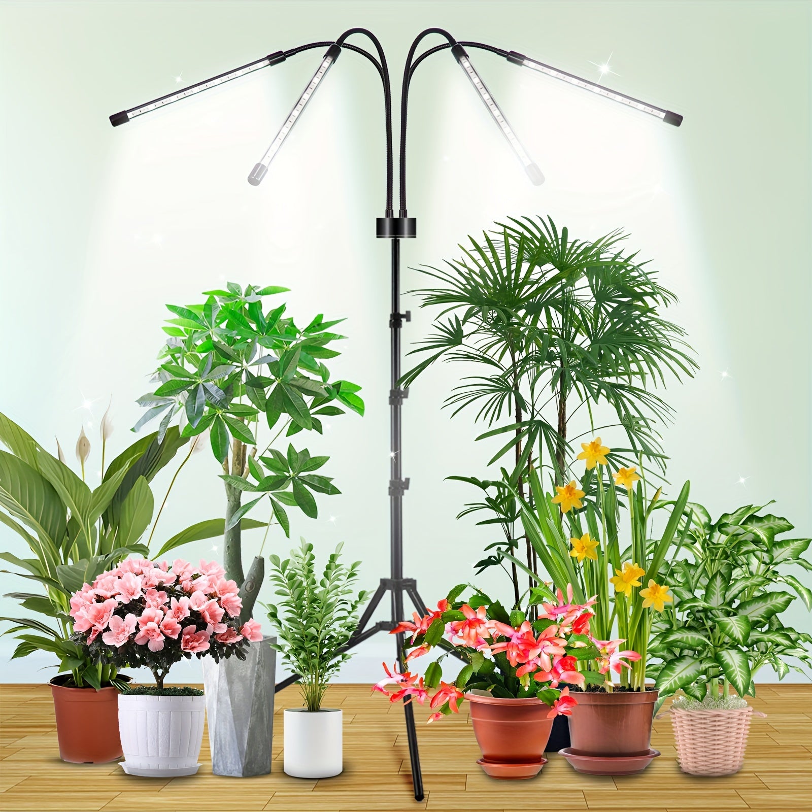 1Pc Indoor Plant Grow Light Full Spectrum Sunlight Lamp Retractable Design 3/9/12H Timer Height & Brightness Adjustable Simulated Sun Grow Light for Succulents Flowers Promote Plant Growth