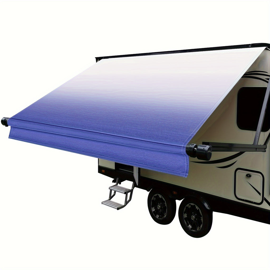 RV Awning Fabric Replacement (17.2ft) - Heavy Duty 16oz Vinyl Fabric - Universal RV Awning Replacement for All Brands - Premium Fade Grey Blue