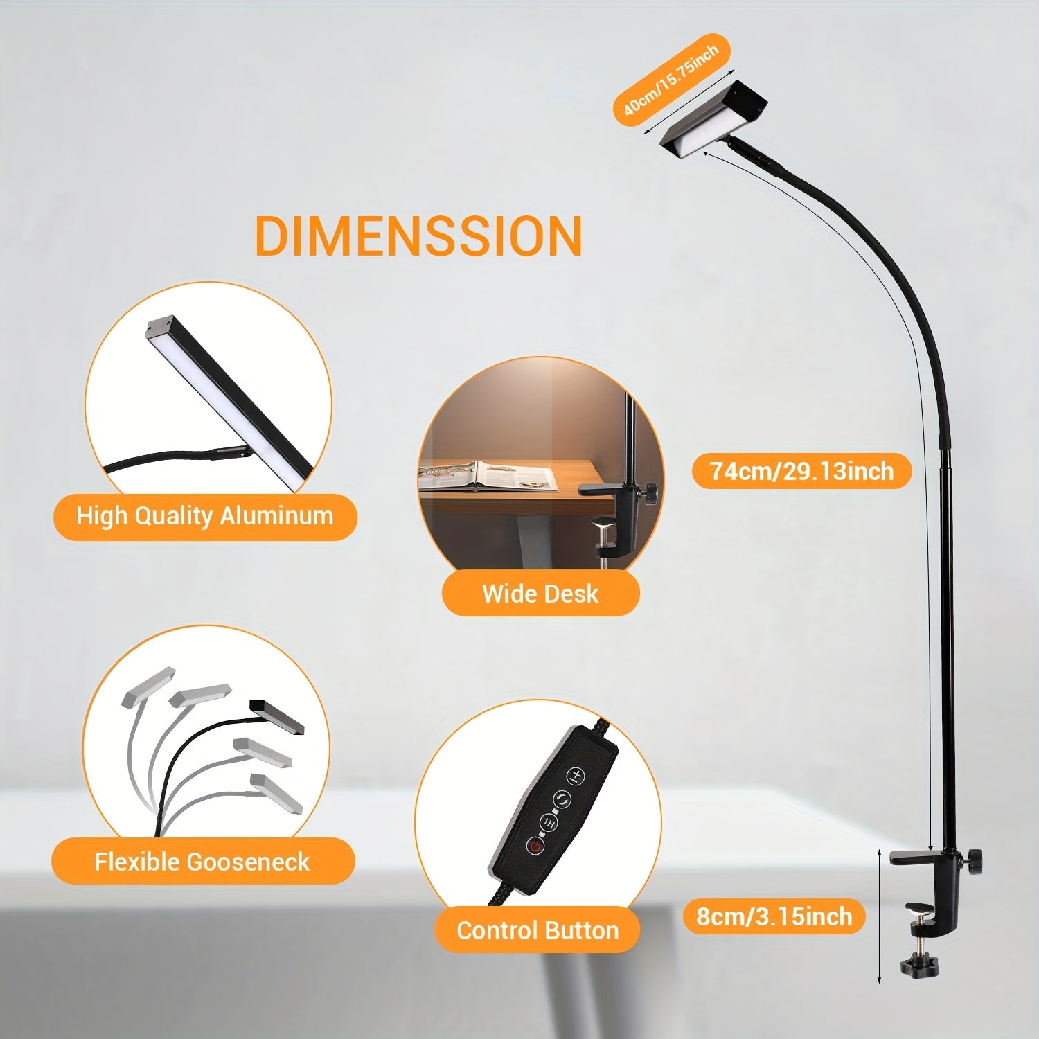 USB anti-glare desk lamp, with 3 color temperature modes, beneficial for eye health, no screen reflection, adjustable brightness, creating a comfortable office environment for you. Suitable for home office areas. Black