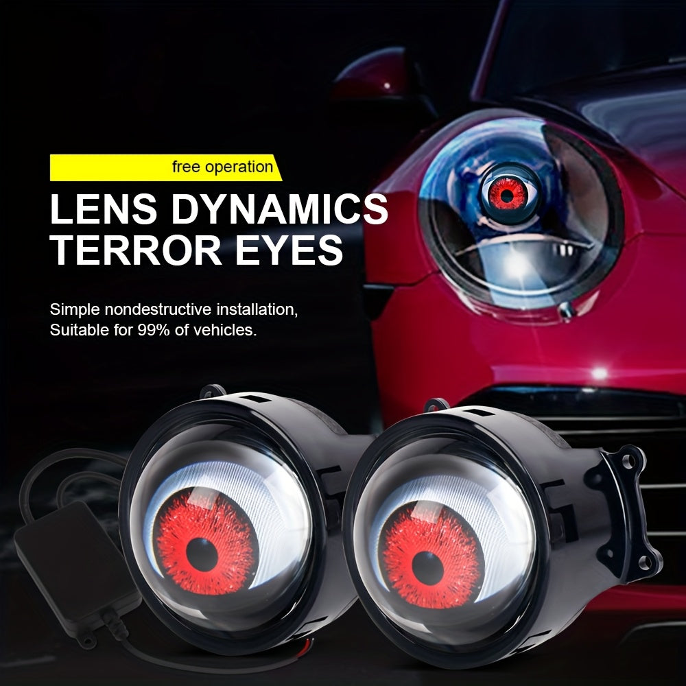 Opra 1 Piece Universal Car Dynamic Evil Eye LED Light 3 Inch 12-36 Volt Upgrade Modification Kit for 33 Vehicle Models Car Ambient Light