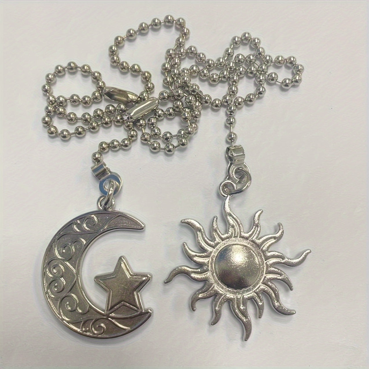 2-Piece Sun & Moon Themed Lighting Accessories: Ceiling Fan Downrod, Fan Light Pull Chain, Switch, Table Lamp Switch, Handle, Zipper Pull. No Electricity, No Battery, No Wireless Connection Required