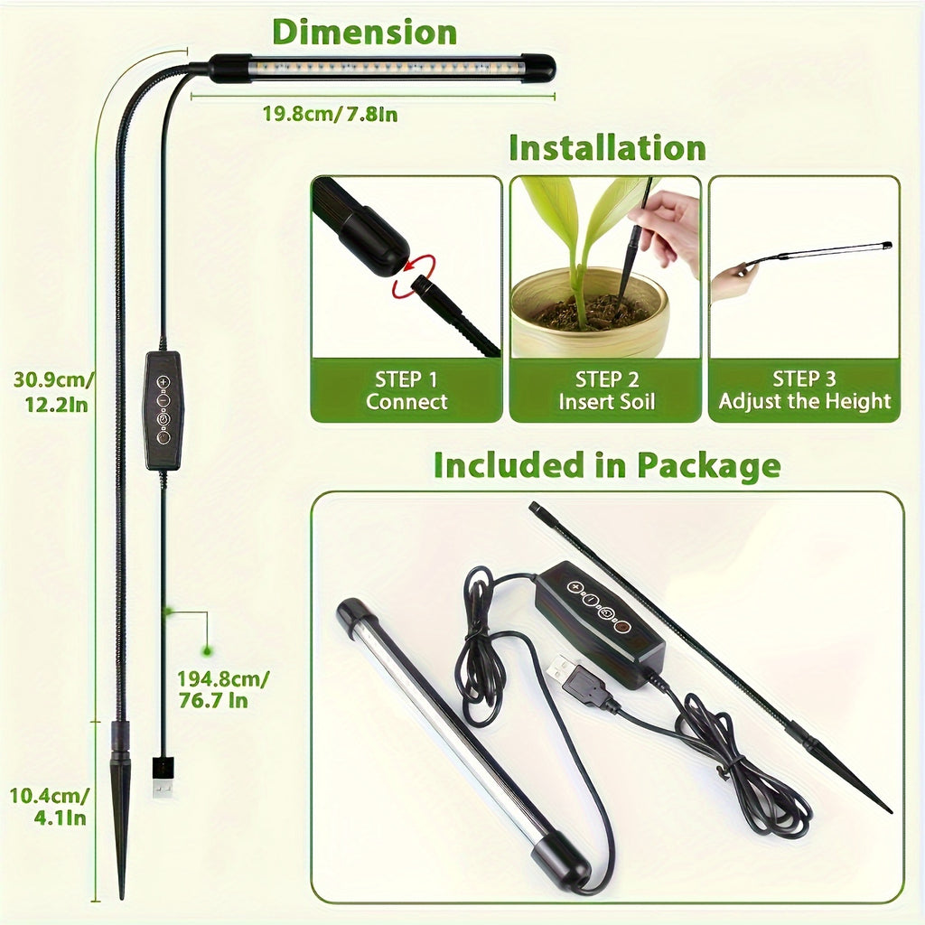 Indoor Plant Grow Light, Full Spectrum LED Plant Light, Suitable for Indoor Plant Growth, Mini Grow Light with Auto Timer & Flexible Gooseneck, 6000K Full Spectrum Gooseneck Grow Light, 1pcs/2pcs/3pcs