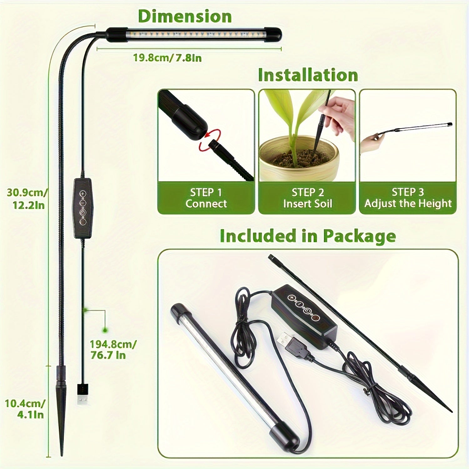 Indoor Plant Grow Light, Full Spectrum LED Plant Light, Suitable for Indoor Plant Growth, Mini Grow Light with Auto Timer & Flexible Gooseneck, 6000K Full Spectrum Gooseneck Grow Light, 1pcs/2pcs/3pcs