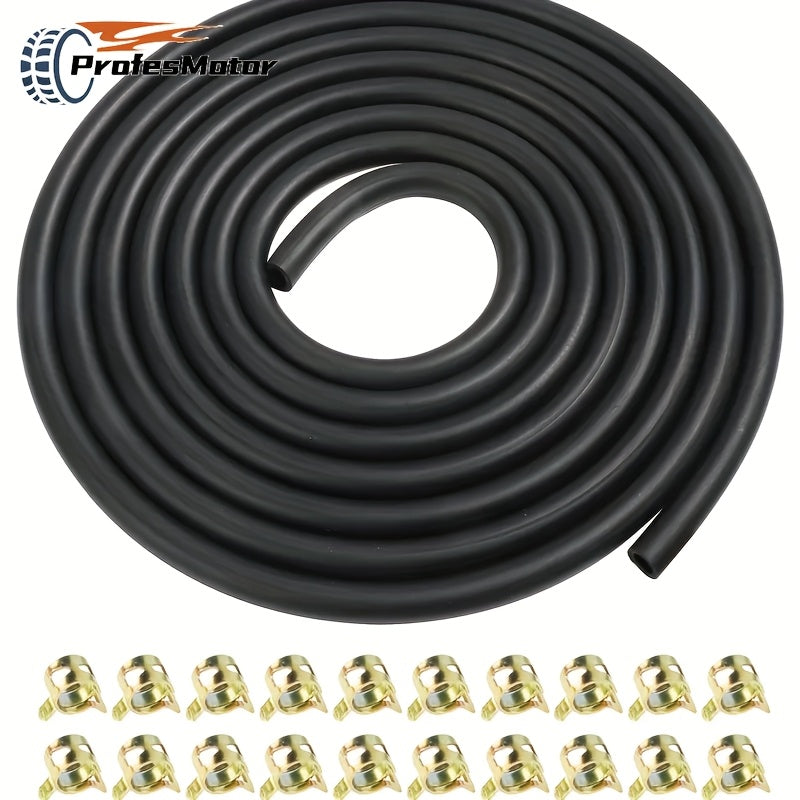 1 Piece Flexible Fuel Hose with 20 ID Hose Clamps - For Auto Parts & Small Engines - Suitable for Fuel Line Repair, Dirt Bikes, etc., Fuel Hose Repair | Flexible Fuel Hose | Durable Fuel Hose