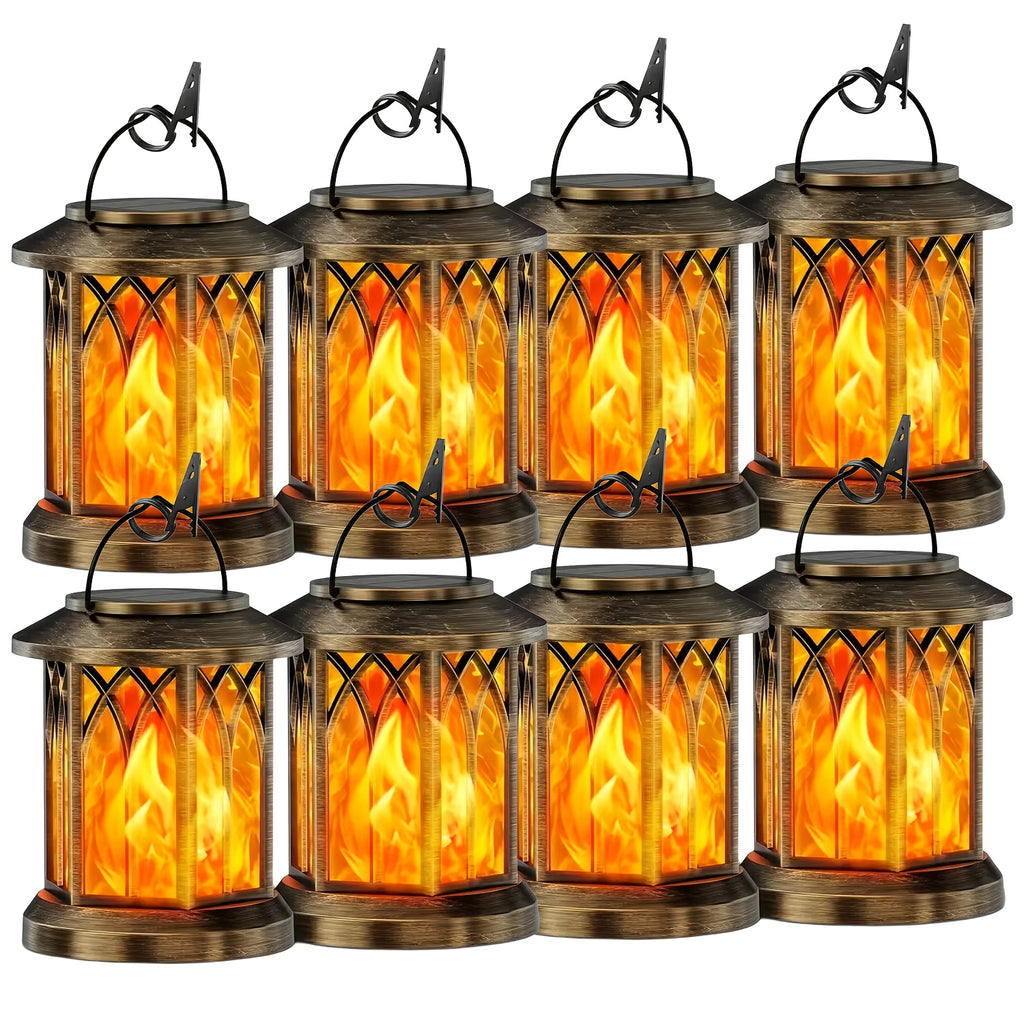 Flickering Flame Solar Hanging Light, Upgraded 2/4-Pack Outdoor IPX5 Waterproof Solar Light, Hanging Decorative Light, Automatic On/Off Solar Light for Courtyard, Patio, Path, Tree, Garden Decoration, Women's Holiday Gift