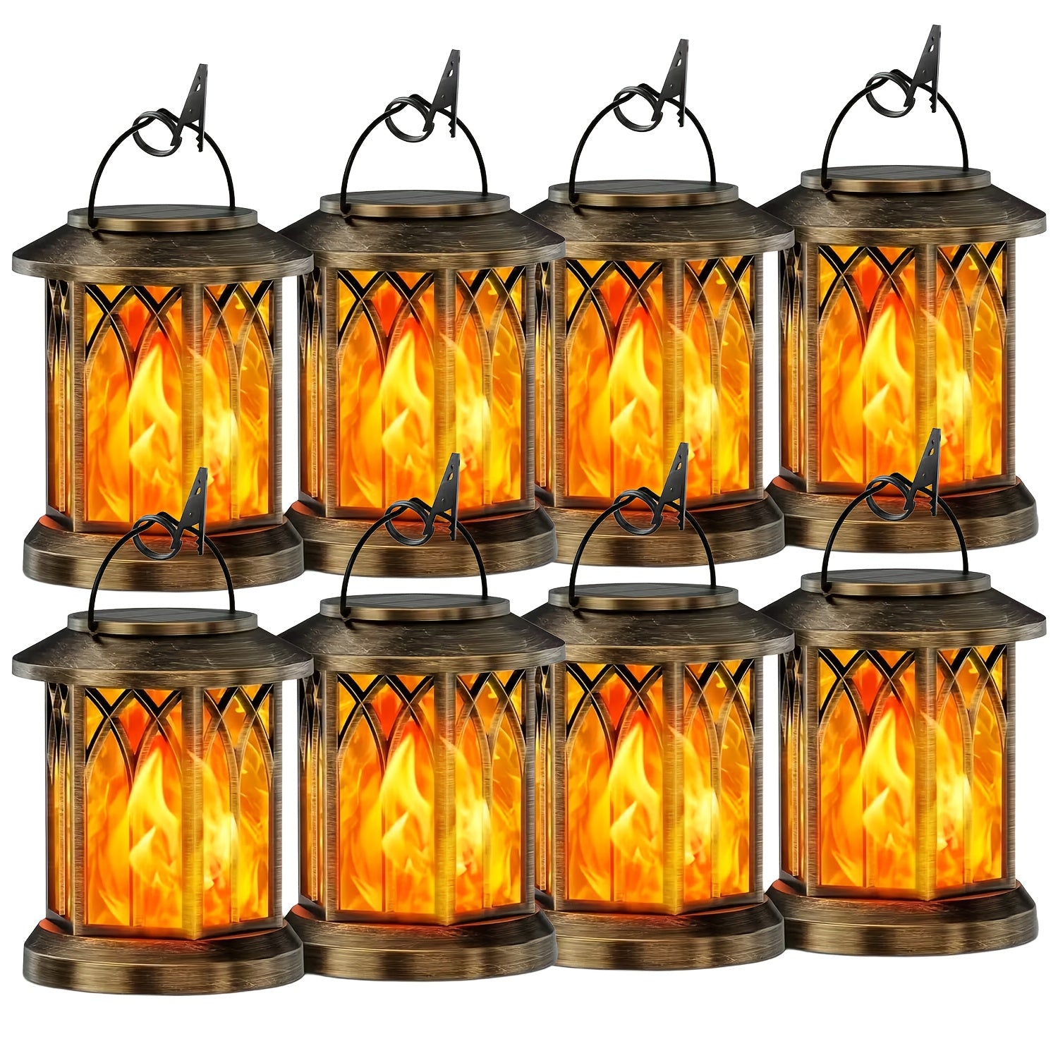 Flickering Flame Solar Hanging Light, Upgraded 2/4-Pack Outdoor IPX5 Waterproof Solar Light, Hanging Decorative Light, Automatic On/Off Solar Light for Courtyard, Patio, Path, Tree, Garden Decoration, Women's Holiday Gift