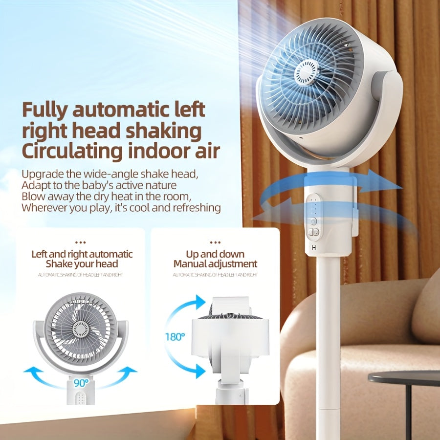 Height Adjustable Fan, 5 Wind Speed Levels, Type-C Charging Port, Lithium Battery Powered, Remote Control Operation, USB Charging Port, Perfect Christmas Gift