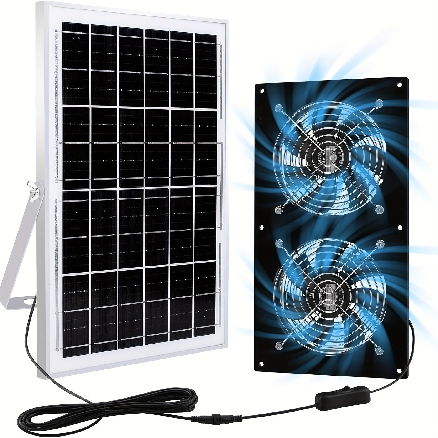 15W Solar Panel Exhaust Fan, High Airflow, with Backup Shutter, Ideal for Greenhouses, Attics, Chicken Coops, Garages and Basements