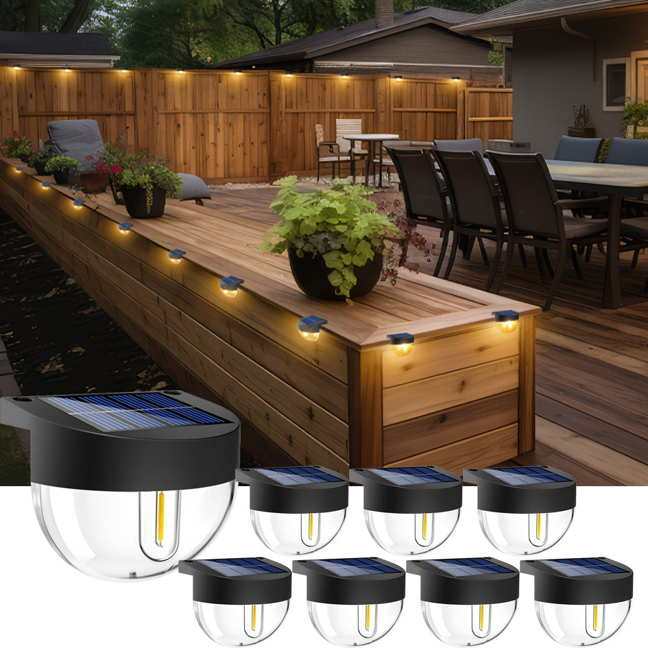2/4/8 Pack Solar Fence Light Outdoor, Edison LED Bulb, Auto On/Off Stairs Courtyard Deck Decorative Lighting (Warm White)