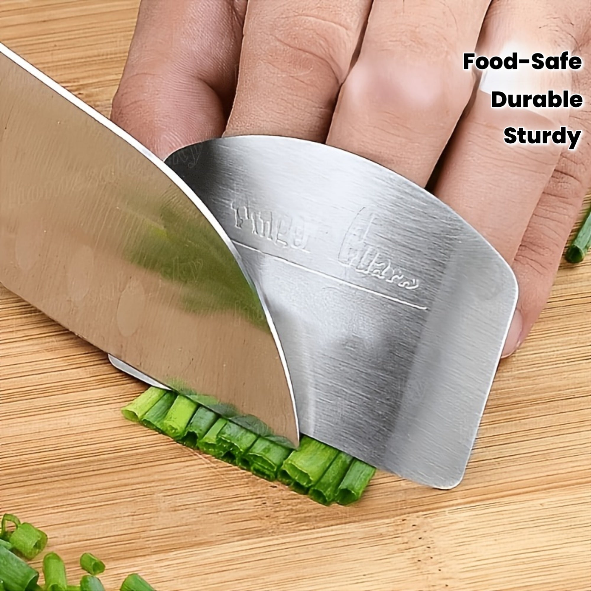 1 Stainless Steel Finger Protector – Reusable Safe Cutting Tool, Edged Design, Durable Metal Construction for Kitchen & Outdoor, Food-Safe Design, Sturdy Handle Design, Ergonomic Handle