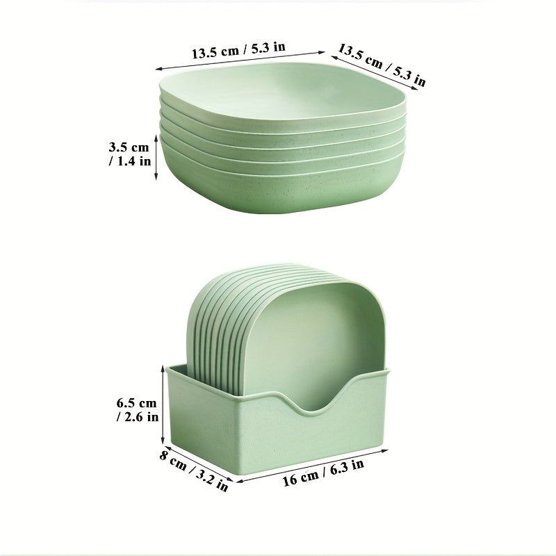 10 Wheat Straw Plastic Plates with 1 Tray – Random Mixed Color Set – Food Scrap Collection Tray – Stackable Portable Food Plate Set – Perfect for Parties, Picnics, Christmas, Daily Use – Durable & Safe for Cold/Hot Food