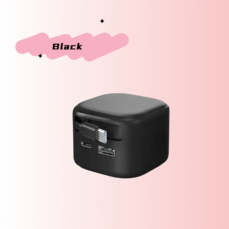 Convenient And Portable Charger With Folding Plug And Extendable Charging Cable, Suitable For Daily Home Use And Outdoor Travel.