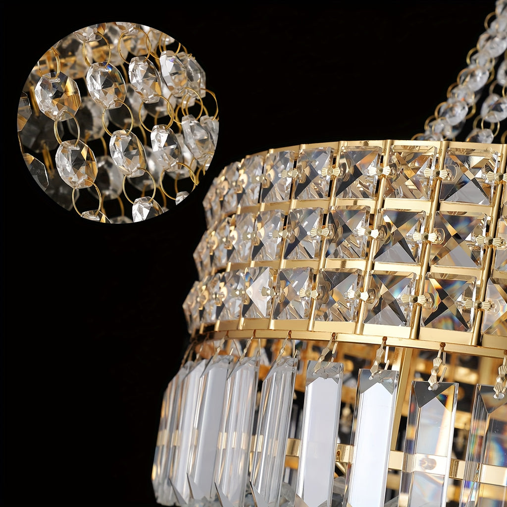 1 piece modern empire crystal chandelier, natural copper finish luxury chandelier for living room, dining room, bedroom, staircase, foyer, hallway