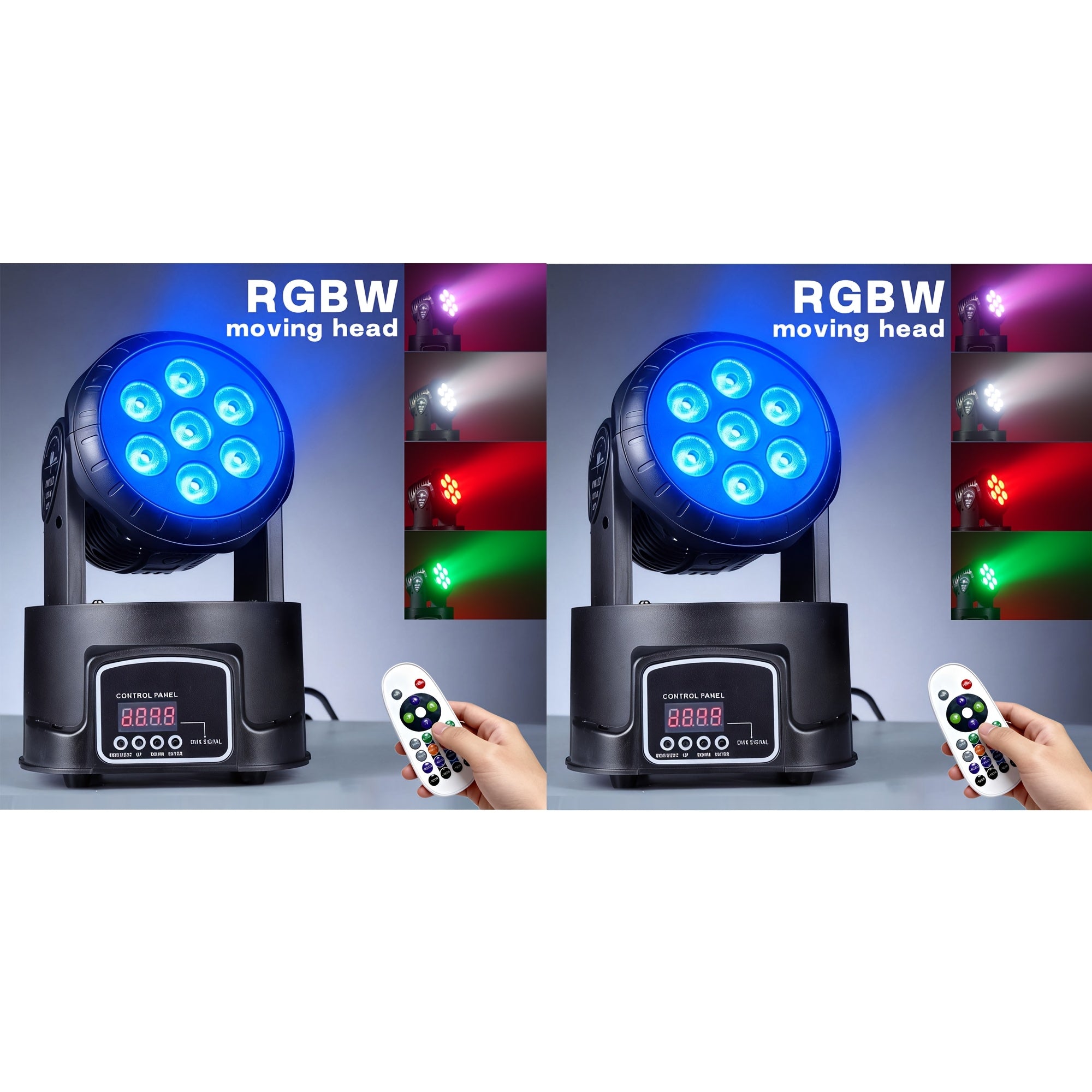 Moving head light RGBW stage lighting DJ light 7 x 10W LED beam spotlight 9/14 channel wash light, with DMX and sound activation, suitable for parties, churches, weddings, bars, Christmas, Halloween, disco and other occasions