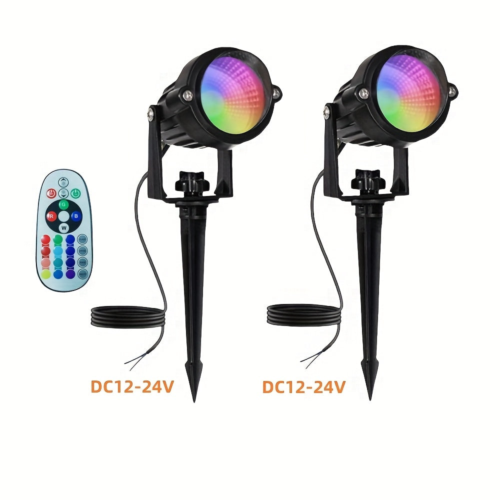 2/4/6/8/10-Piece Low Voltage Landscape Light, Warm + RGB, DC12V-24V, LED Color Changing Landscape Lighting, IP66 Outdoor Spotlight, Christmas Halloween Decorative Light, Suitable for Courtyard, Garden, Path
