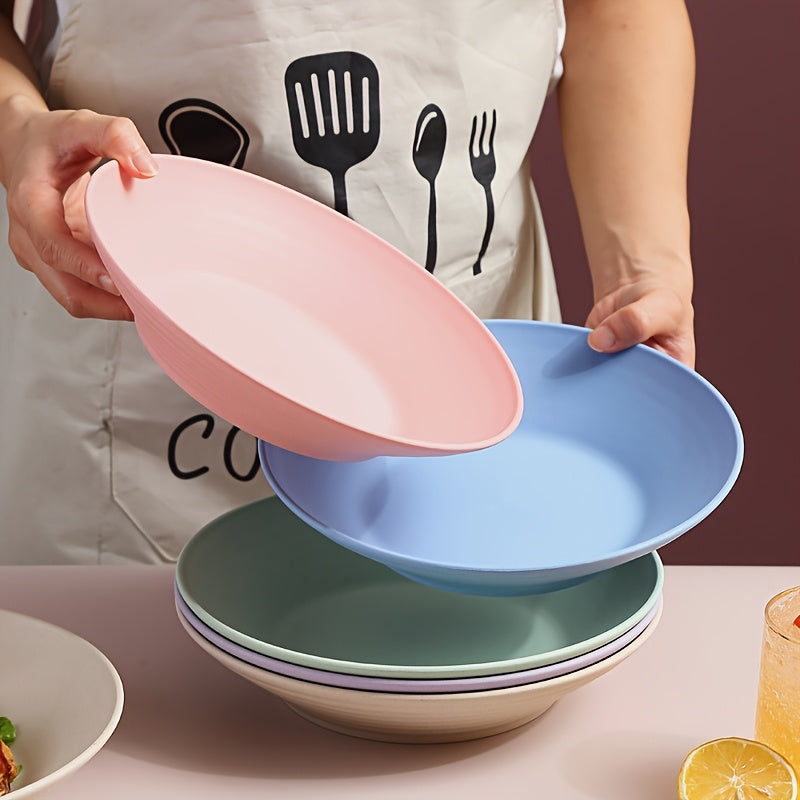 5 Pieces, 9-Inch Deep Large Capacity Dinner Plate, Pasta Plate, Dessert Plate, Salad Plate – Perfect for Home, Dormitory, Kitchen, Restaurant, Parties – Tableware Accessories, Kitchen Supplies – 5 Colors