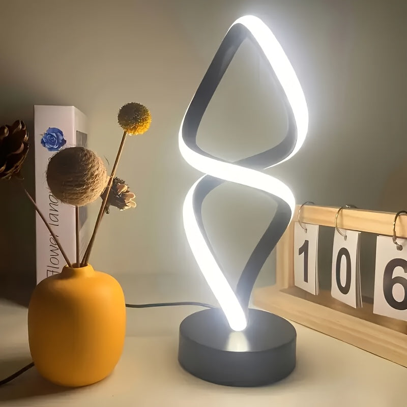 1/2-pack spiral LED table lamp, dimmable modern push-button control desk light, 10-level brightness adjustment, metal power supply, suitable for bedrooms, living rooms, offices and other indoor spaces, excellent home decoration