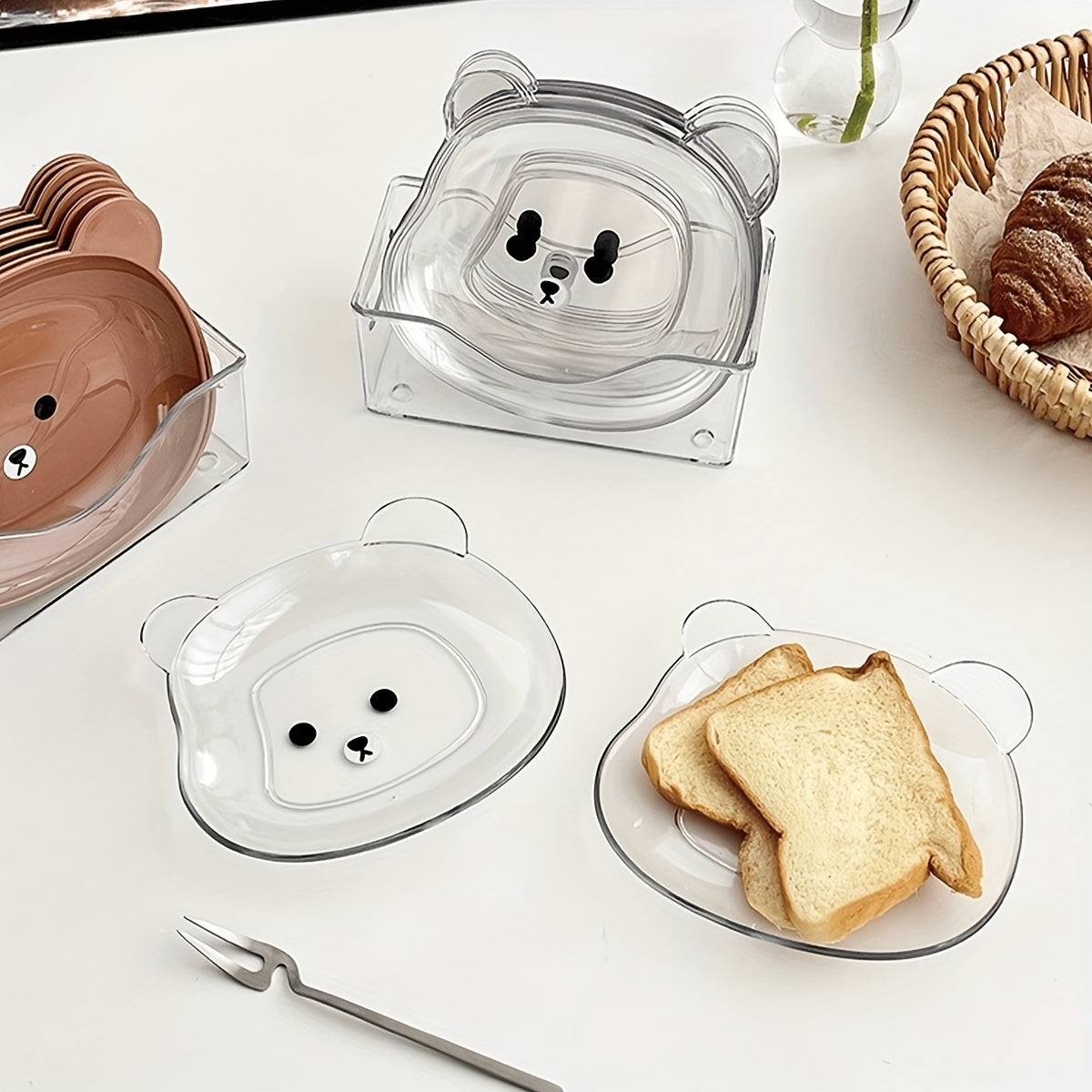 2 PET Cartoon Small Plates, Trash Plate, Square Dried Fruit Tray, Small Dish – Perfect for Kitchen Breakfast, Fruit, Bone Dish, Snacks, etc.