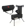 Portable Folding Wood Stove, Designed for Outdoor Cooking, Picnic, BBQ, Hunting & Fishing, Cast Steel Construction with Carrying Bag