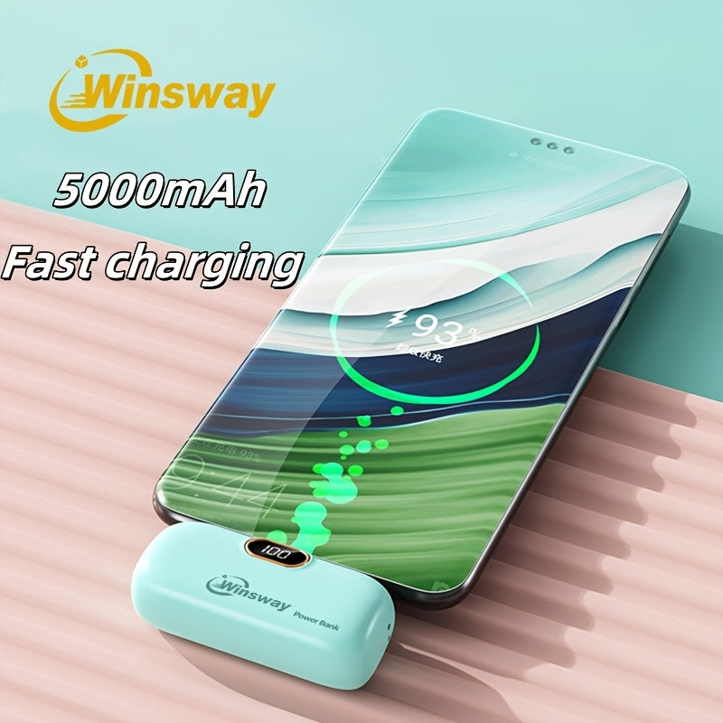威斯威 5000mAh 便攜式電源銀行 Type-C 膠囊無線快速充電緊湊型便攜式金屬尾插升級堅固適用於手機 17/16/16 Plus/15 Pro/15 Pro Max/Pad Pro/Android 手機
