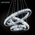 Crystal Chandelier LED Square Ring Pendant Light, Height-Adjustable Chandelier Lamp (Cool White)