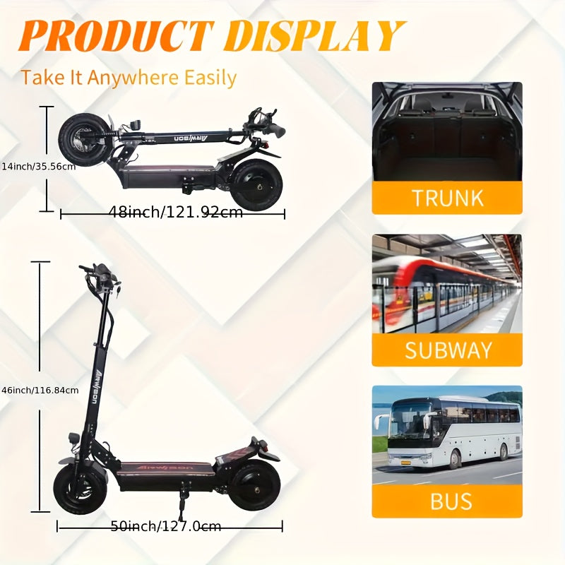 Q30 重型全地形滑板车，具备30°爬坡能力，48V 16Ah长续航，11英寸越野轮胎，可折叠设计及座椅 - 双悬挂系统，3档调速，双刹车，全球电压（110V/220V） - 适合通勤、家庭旅行、越野探险 - 强劲电机与耐用结构 - 兼容移动电源/外接电源, 成人滑板车, 越野滑板车, 越野滑板车, 老年人滑板车, 成人电动滑板车