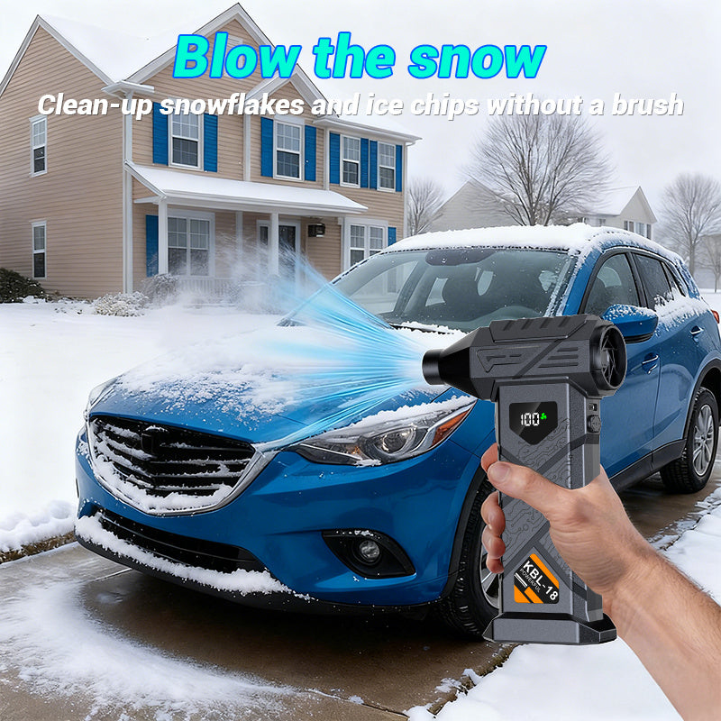 9000000 RPM High Power Brushless Motor Turbo Fan, Air Drying Function, Type-C Rechargeable Battery, Digital Display, LED Light, Multiple Nozzles Included, Ideal for Car Windshield, Leaf Blowing, BBQ Charcoal Ignition