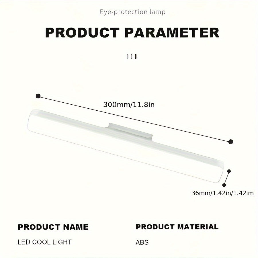 1pc [3-color switching function] college dorm essential, rechargeable magnetic LED tube light, desk/wardrobe/kitchen installation, flicker-free, adjustable brightness