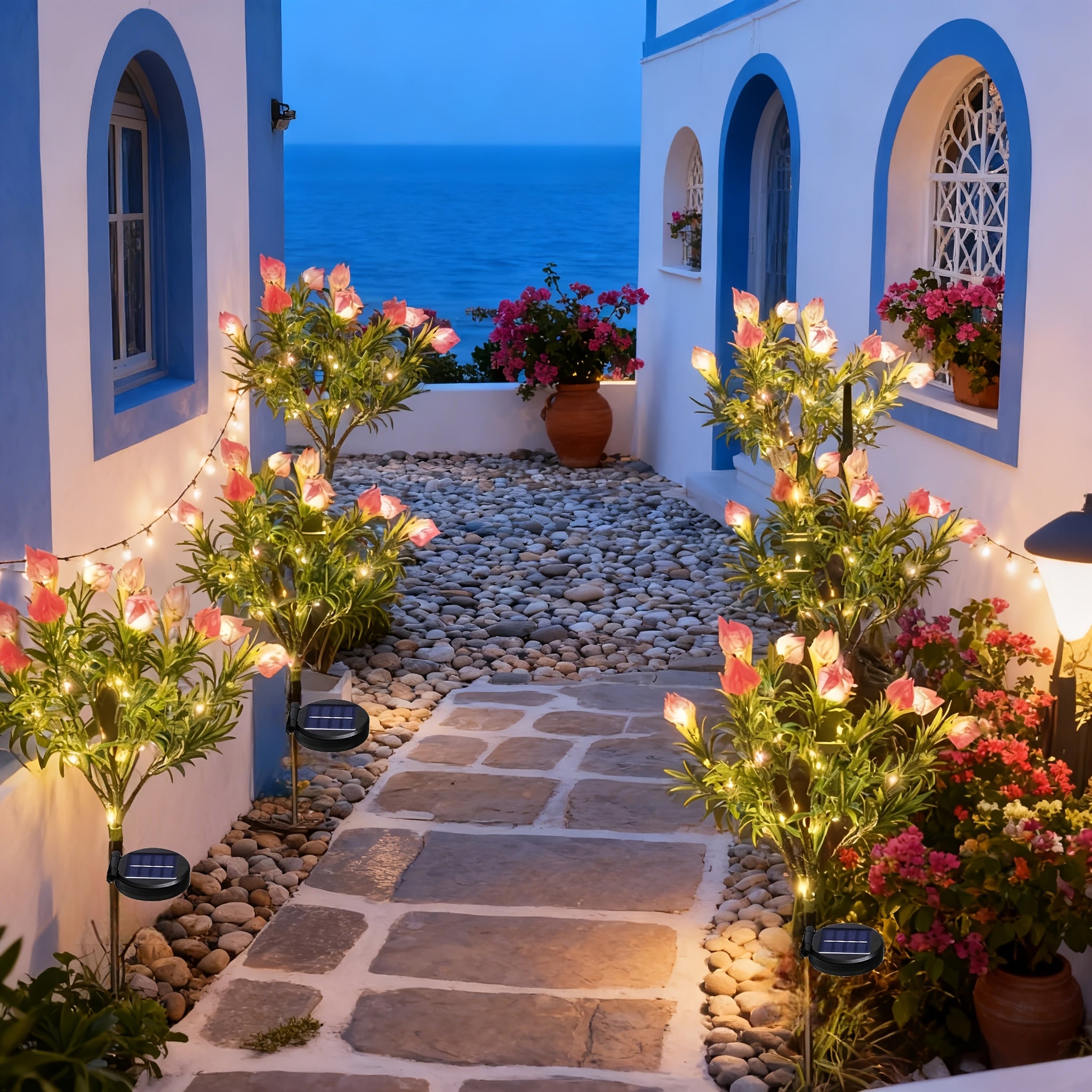 2026 Spring New Arrival! Solar 10-Head Colorful Light Gardenia Ground Insert Garden Light, Light Sensor, Automatic On/Off, Suitable for Garden, Path, Courtyard, Patio, Lawn, Valentine's Day Mother's Day