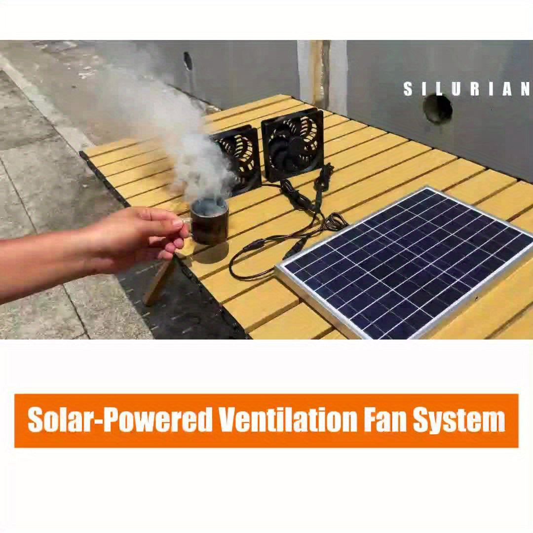 High-Efficiency Solar & Wind Powered Dual Fan Set for Material Handling Industrial Plants, Black, Window Exhaust Duct, Outdoor Air Circulation, Solar Powered, Eco-Friendly, Greenhouse Ventilation, Shed Cooling
