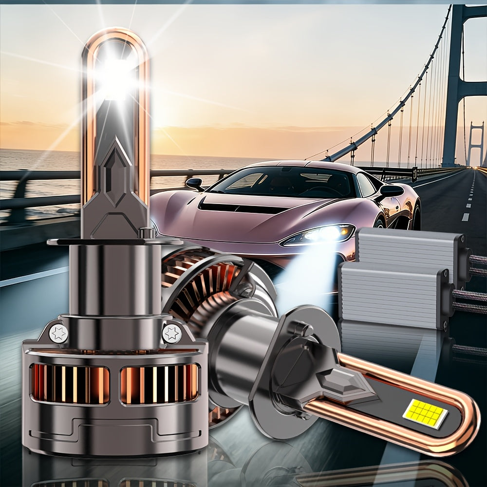 2PCS-LED Car Lights - 9012/9006/9005, H11/H7/H4/H1 - 55000LM, 300W High/Low Beam, 7500K Cool White Light, 12-24V Spotlight, No Battery Needed, Improves Night Driving Safety, External Driver Included
