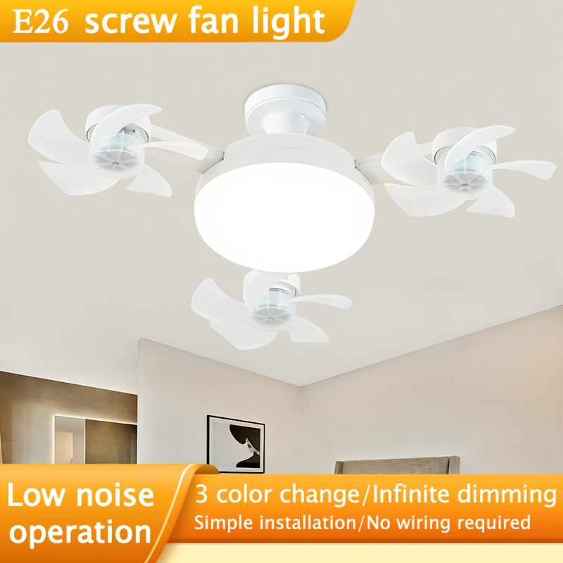 Drone Shaped Ceiling Fan with Light, LED Bulb with Remote Control, Dimmable Brightness, 3 Speed Levels, E26 Lamp Base, Quiet Operation, Lightweight & Easy Installation