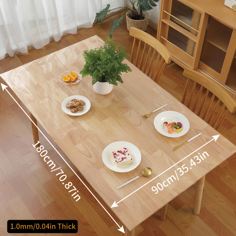 透明桌布保护垫，一毫米厚塑料桌布，餐厅餐桌保护垫，高品质乙烯基桌布垫，适用于厨房、梳妆台、写字桌