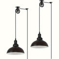 2-Pack LYOOWNG Industrial Plug-In Switched Pendant Light, 19.5ft Cord with Switch, Black Metal Dome, 110-130V US Plug, Bulb Not Included, for Farmhouse Kitchen, Island, Living Room, Dining Room